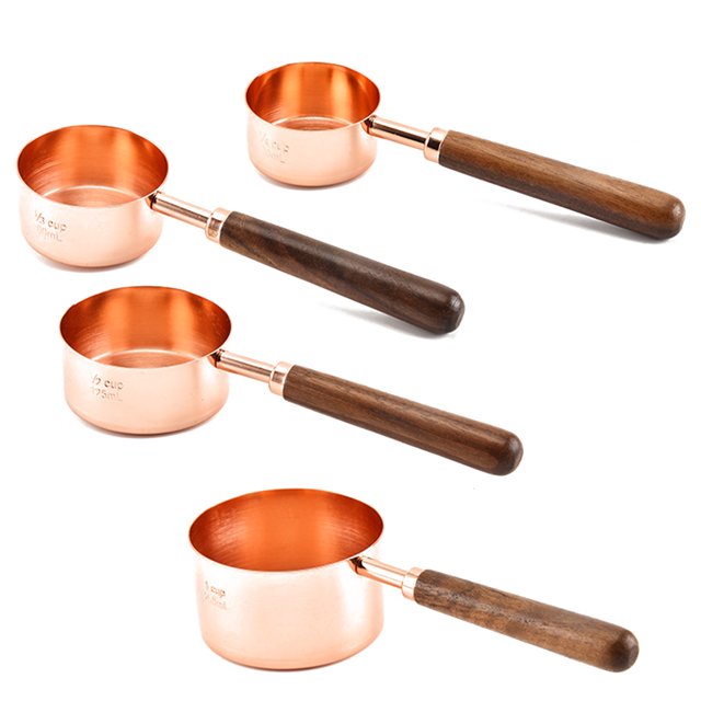 Worallymy 4 Uds. ingredientes líquidos cucharas medidoras tazas mango de nogal utensilios portátiles para coctelería Worallymy JD735801671