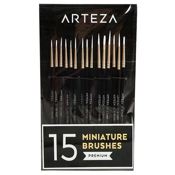 Arteza Detail Paint Brushes Art Supply Set, 15 Pack