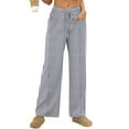 thumbnail image 2 of ylioge Womens Pajama Pants with Pockets and Drawstring Elastic Waist Casual Stripe Printed Breathable Straight Leg Loungewear Pajamas Bottoms Pant, 2 of 8