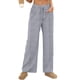 thumbnail image 1 of Amzcrzy Pantalones Mujer A Rayas Informales Cintura Alta Cordón Elástico Tipo Bóxer Cómodos Holgados Anchos Con Bolsillos Tallas S-2XL Azul, 1 of 9