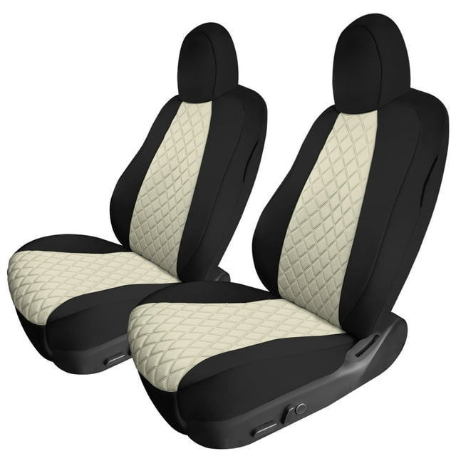 For 2020-2024 Tesla Model Y FH Group Waterproof Neoprene Custom Fit Made Car Seat Covers - Front Set Beige