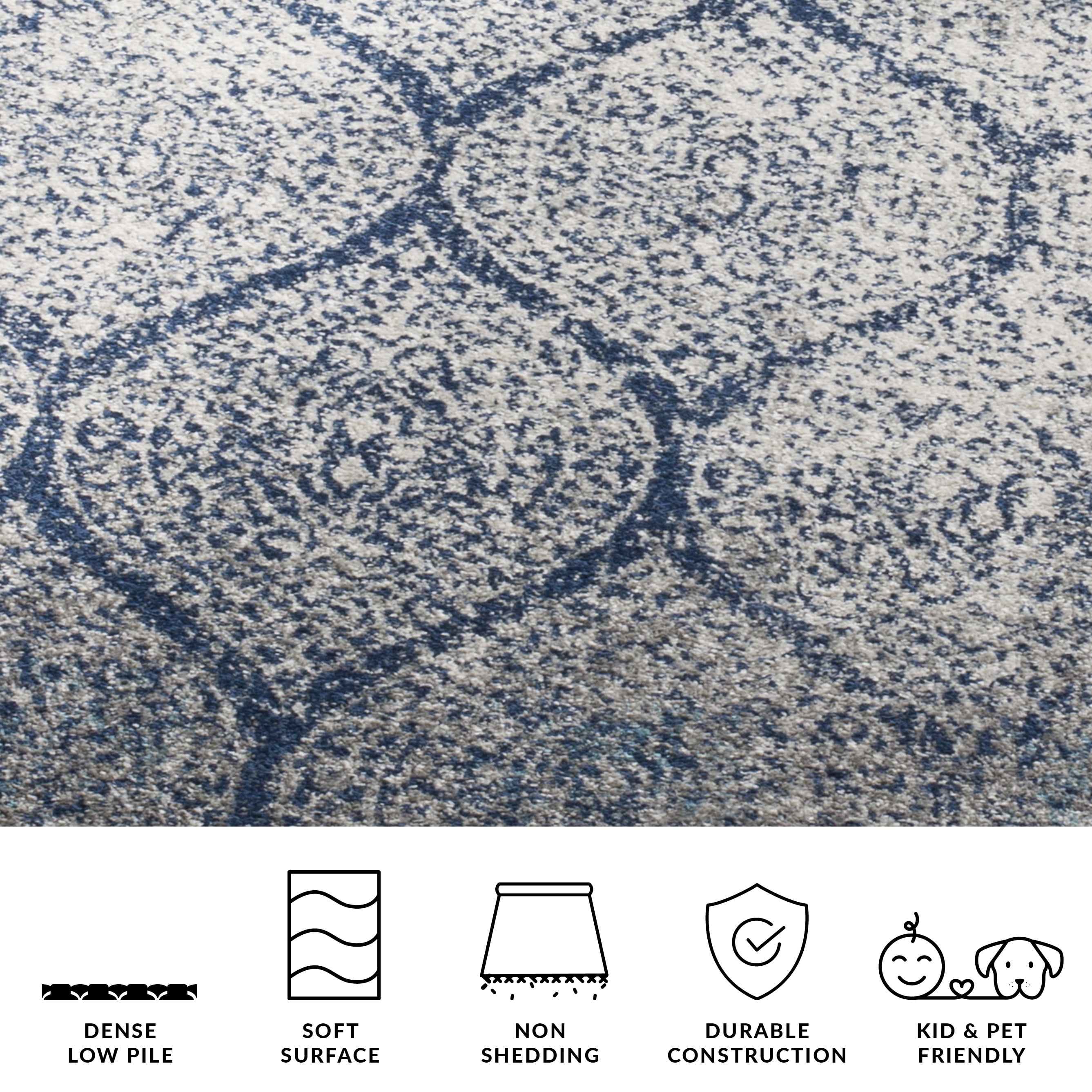 Safavieh Madison Leighton Geometric Area Rug, Navy/Silver, 3' x 3' Square