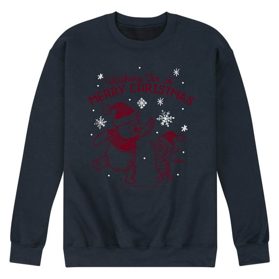 Disney Winnie The Pooh - Wishing For A Merry Christmas - Men's Crew Neck Fleece Pullover