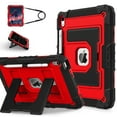 thumbnail image 2 of ELEHOLD 3-Layer Rugged Case For Apple Apple iPad 11th 10th Gen Heavy Duty Shockproof Cover, [Drop Protection], [Logo Visible], With Kickstand & Pencil Holder & Shoulder Strap, Black+Red, 2 of 12