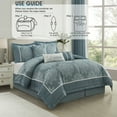thumbnail image 4 of Lanco Blue Damask Patchwork Queen Size Comforter Set, 7 Piece, Jacquard with Matching Solid Piecework Bedding Set, All Season, Bedskirt, Pillows & Shams, 4 of 8