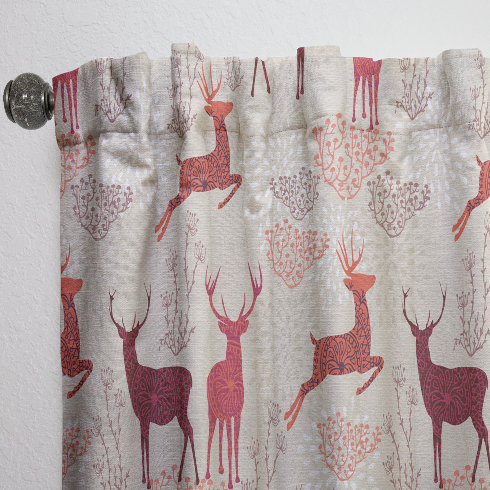 Designart 'Christmas Deers Patterned' Animals Curtain Panel