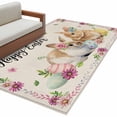 thumbnail image 6 of Spring Easter Area Rug 4x6 Washable Rug Non Slip Watercolor Flowers Cute Rabbits Eggs Leaf Beige Large Area Rug Indoor Floor Carpet for Entryway Bedroom Kitchen Living Room Home Office Dining Room, 6 of 8