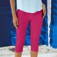 thumbnail image 2 of Olyvenn Womens Cropped Yoga Capris Crop Leggings Pants Office Work Going Out Party Leggings Slim Fit Fashion Casual Cropped Pant Hot Pink L, 2 of 6