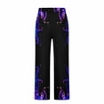 thumbnail image 4 of Purple Man Fire Graphic Loose Fit Pants Pajamas Pjs for Mens Beach Casual Hawaiian Flare Wide Leg Tie Knot Tropical Straight Leg Elastic Waist Long Bootcut Leg 2025 4XL, 4 of 5