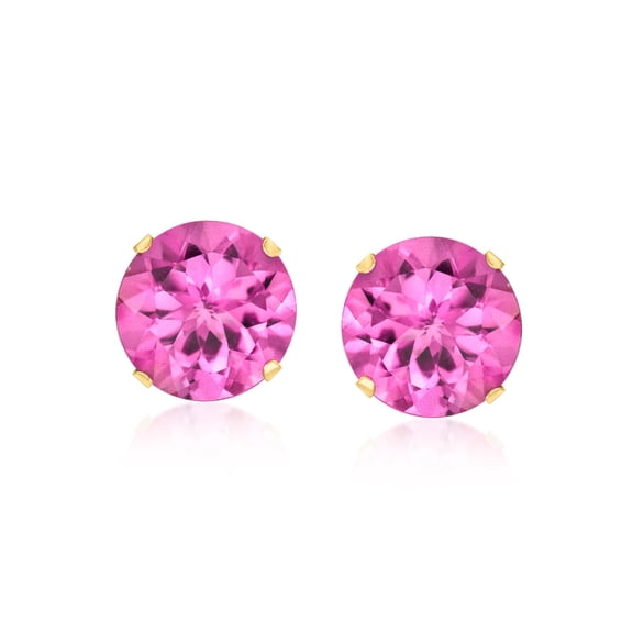 Ross-Simons 8.70 ct. t.w. Pink Topaz Stud Earrings in 14kt Yellow Gold, Women's, Adult
