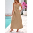 thumbnail image 4 of Vestido largo PRETTYGARDEN a cuadros con cuello cuadrado, línea A, para mujer, 4 of 9