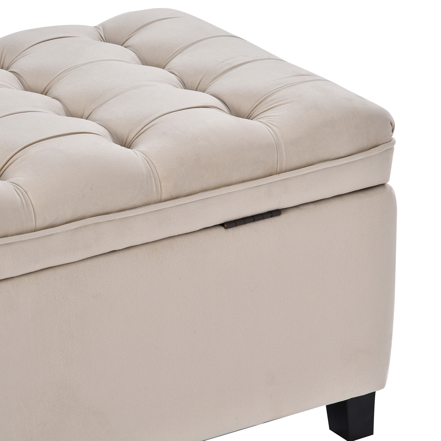 Kadyn Upholstered Flip Top Storage Bench, Storage Ottoman Bench with Button Tufted Top, Folding Chest Foot Rest Stool for Bedroom, Beige