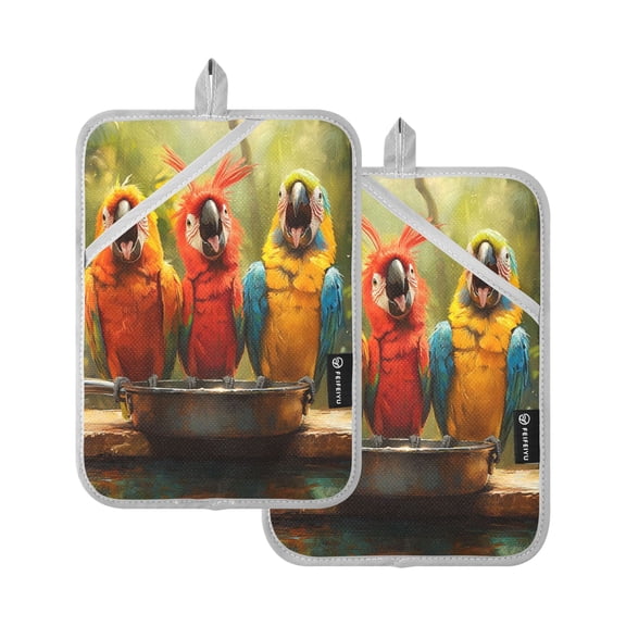 BZSMCE Pot Holder Oven Mitts Cooking baking Parrot Sing in The Forest Creative Pattern Size:7x9.8in