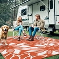 thumbnail image 5 of KUETH 6'x9' Outdoor Rug Waterproof Plastic Reversible Floral Patio Camping Outside Carpet,Orange White, 5 of 7