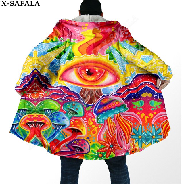 Capa de sueño con estampado 3D de ojos psicodélicos Trippy para hombres, abrigo grueso y cálido con capucha, abrigo de lana a prueba de viento, bata, manta, 9