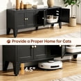 thumbnail image 6 of AUU 58" Black Metal Hidden Cat Litter Box Enclosure for 2 Cats – Large Indoor Cat House TV Stand Cabinet with Ventilation, 2 Compartments & Adjustable Legs, Modern Pet Washroom Furniture, 6 of 25
