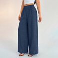thumbnail image 5 of Endives Linen Pants Women Solid Color Spring Summer Loose High Waist Straight Leg Pant Casual Pants Wide Leg Pants For Women, 5 of 7