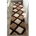 thumbnail image 1 of Well Woven Parker Brown Geometric Boxes Thick Soft Plush 3D Textured Shag (2'7" x 9'10") Runner Rug, 1 of 8