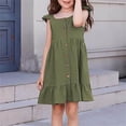 thumbnail image 3 of Vestido de Fiesta de Niña Bebé Color Sólido Plisado Casual con Botón Camisola Y Vestido de Princesa de Manga Larga Niñas de Moda Princesa Vestir, 3 of 6