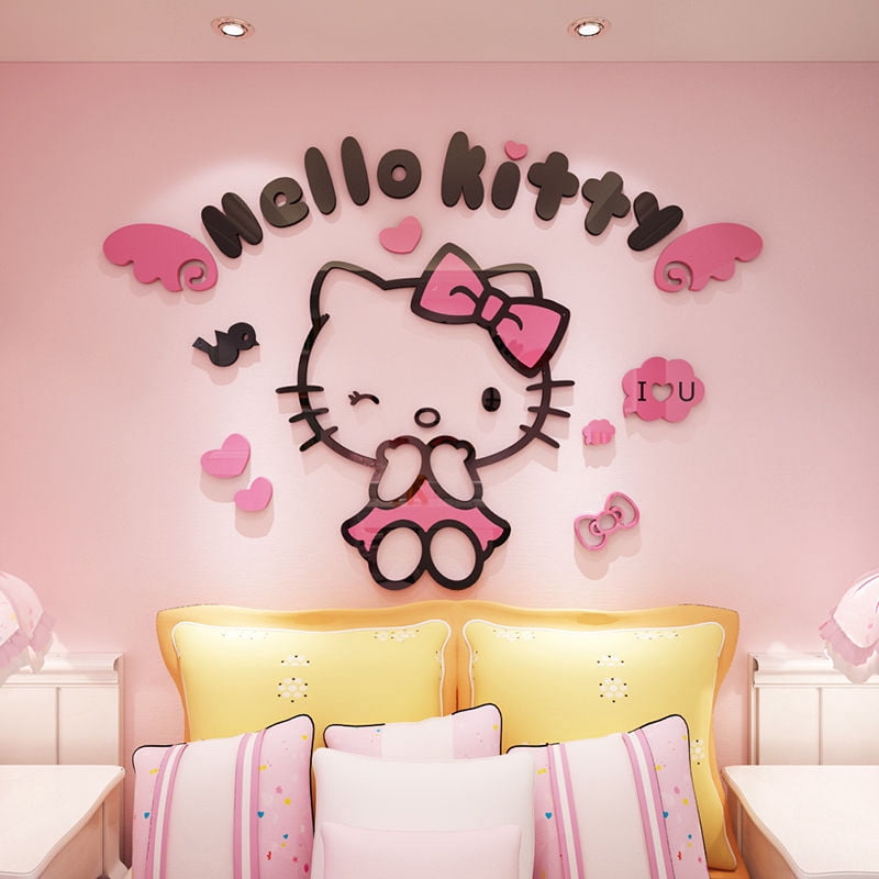 DIY Assemble Cartoon Hello Kitty Wall Sticker Bedroom Home Decor