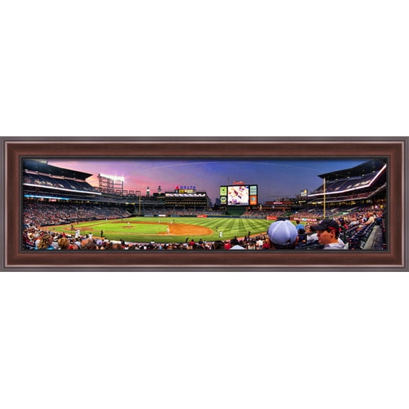 Turner Field 40x14 Large Walnut Ornate Wood Framed Canvas Art - Home of the Atlanta Braves