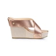 thumbnail image 3 of BLISSFUL STEP Women's Shoes Platform Wedge Cross Strap Studs Fabric Upper Open Toe Heels Sandals  Rose Gold 6, 3 of 7