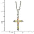 thumbnail image 2 of 925 Sterling Silver Spring-Ring Polished and satin and 12k Religious Faith Cross Necklace 18 Inch Pendant Necklace for W, 2 of 2