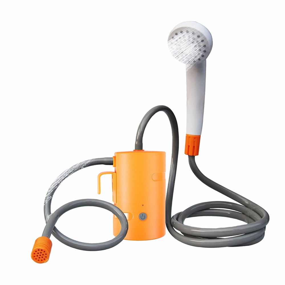 Portable Car Shower Kit Camping Bath Shower Car Washer & Bucket Bag Orange 