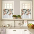 thumbnail image 4 of Orange Leaves Kitchen Curtains and Valances Set, Rod Pocket Curtains Tier Farmhouse Window Curtains 36 Inch Length, Fall Green Botanical Eucalyptus Leaf Plants 3 Piece Kitchen Curtains Set, 4 of 6