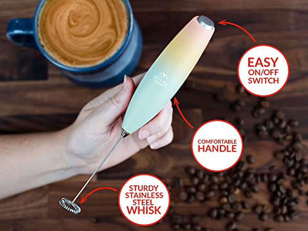Zulay Powerful Milk Frother for Coffee with Upgraded Titanium  Motor-Handheld Frother Electric Whisk (Black) with Ultra Frother Stand  Holds Multiple