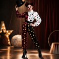thumbnail image 2 of MIRUXO Dark Circus Clown Costume for Women, Playing Card Harlequin Jumpsuit Cosplay Outfit for Halloween Masquerade Carnival Party, 1 Pack, 2 of 9
