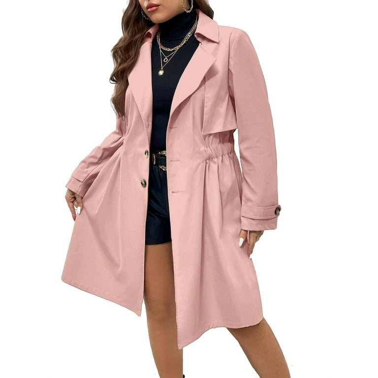 Plus size pink trench coat sale