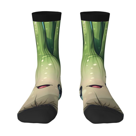 Uemuo Adorable Kawaii Fennel Character Pattern Women's Crew Socks, Soft Durable Breathable Moisture-Wicking with Odor Control Cotton socks