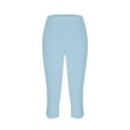 thumbnail image 5 of gbyLJF Capri Leggings Womens 2024 Summer Plus Size Capris Knee Length Workout Yoga Capri Pants Beach Cropped Pants Sky Blue XXL, 5 of 6
