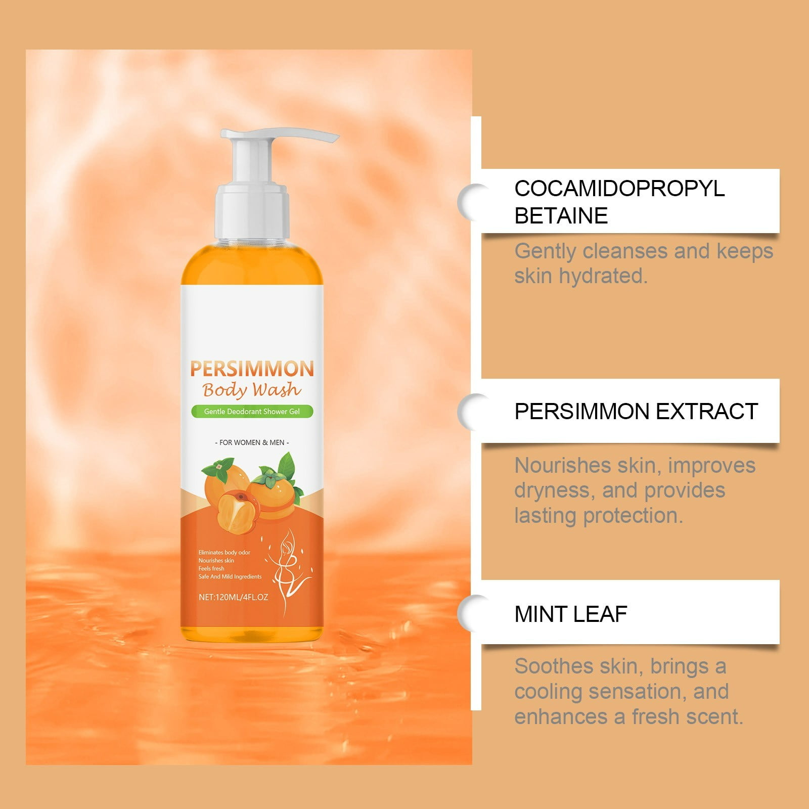 BGZLEU Persimmon Body Wash for Body Odor Control,Natural Deodorant Bar Soap for Strong Odor Smelly Feet Remove–Underarms,Intimate Inner Thigh,Bikini Area,Smelly Feet–Natural Deodorant Soap (3pc)