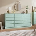 thumbnail image 3 of 12 Drawer Dressers for Bedroom, Chest of Drawers with Deep Drawers, Large Double Dresser for Closet with Wide Top, Horizontal Wooden Dresser for Living Room, Hallway, Kids Room, Green, 3 of 8
