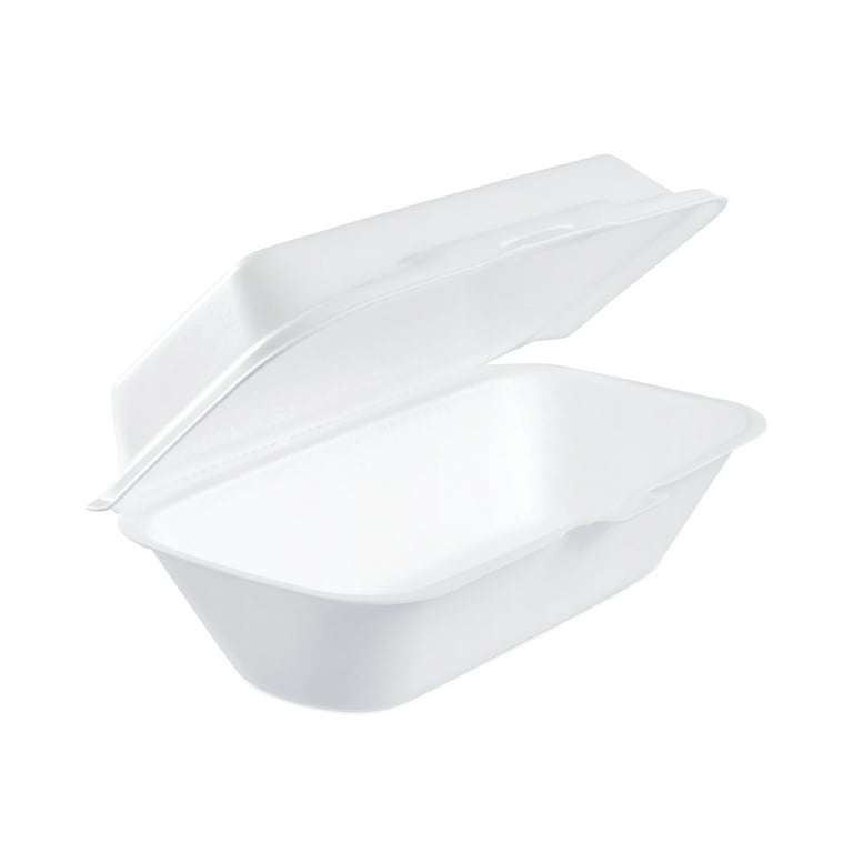 Foam Hinged Lid Container, Hoagie Container with Removable Lid, 5.3 x 9.8 x 3.3, White, 125/Bag, 4 Bags/Carton Foam Hinged Lid Container, Hoagie Container with Removable Lid, 5.3 x 9.8 x 3.3, White, 125/Bag, 4 Bags/Carton