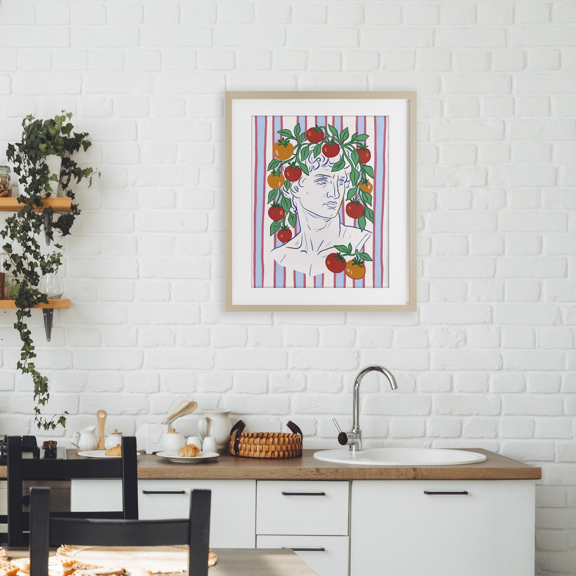 Stupell Industries La Rossa Sculpture Face Birch Framed Print Under Glass, design by Radhika Modi