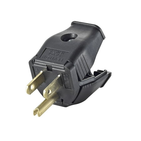 3W101-E 2-Pole 3-Wire Grounding Plug, Black, Hinged design provides fast, easy assembly By Leviton