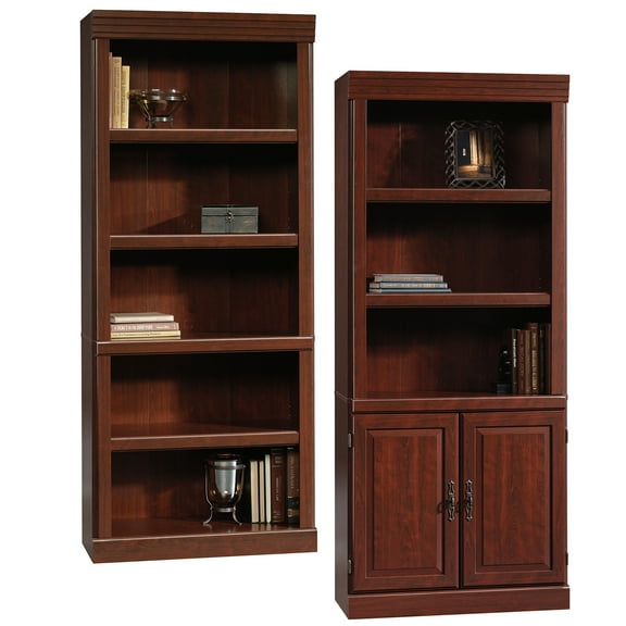 Bookcase Set, Sauder Heritage Hill 5 Shelf Library Bookcase - Sauder Heritage Hill Library With Doors, Classic Cherry Finish