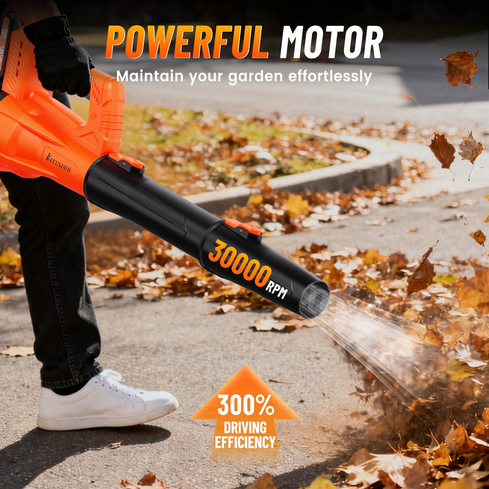 High Power Cordless Leaf Blower with Battery, 580CFM/160MPH, Extension Nozzle, Lightweight Portable for Lawn Yard Snow Pet Hair, Ideal Christmas Gift, Local Warehouse Shipping