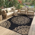 thumbnail image 2 of Findosom 5'x8' Outdoor Rug Large Patios Rug RV Outdoor Rug Waterproof Foldable Portable Camping Rugs Reversible Plastic Straw Rug Outdoor Area Rug for Camping, RV, Balcony, Patio, Picnic, Beach Black, 2 of 8