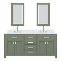 Water Creation Madison 72"W Wood Double Bathroom Vanity in Glacial Green & White