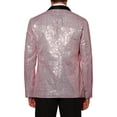 thumbnail image 3 of CHAQUETA DE DEPORTIVA CON LENTEJUELAS PARA HOMBRES INSPIRE CHIC, CON SOLAPA DE CHALECO Y UN BOTÓN, BLAZER BRILLANTE PARA BODA EN COLOR ROSA, 3 of 7
