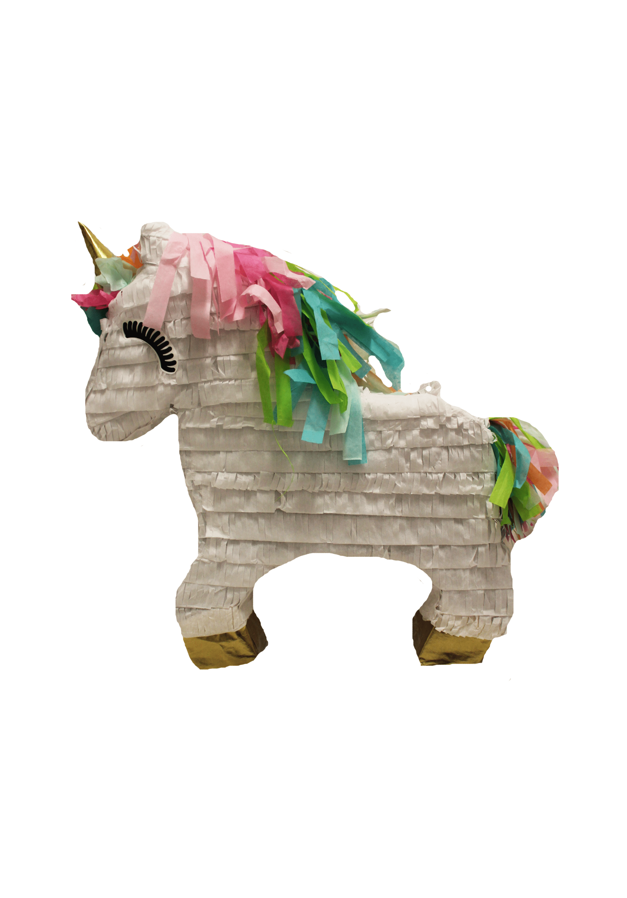 Unicorn Party Pinata with Gold Horn, White, 17in x 21in