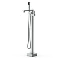 thumbnail image 3 of Brushed Nickel Freestanding Bathtub Faucet, Floor Mount Tub Filler,Standing Tub Faucet,Single Handle Brass Tap with Handheld Shower and Swivel Mixer Spout, 3 of 7