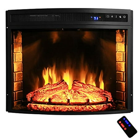Akdy 28 Black Electric Firebox Fireplace Heater Insert Curve Glass