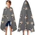 thumbnail image 3 of Cute Pug Puppies Hooded Bath Towel，60"x35" for Ages 3 To 12 Kids, Quick Dry Lightweight Soft Microfiber Hood Beach Towel Cover Up for Kids, 3 of 7