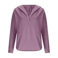thumbnail image 2 of Felirenzacia Women's Long Sleeve Solid Color Hoodie, V Neck Pullover Top， Slim Fit Fall Sweatshirt, S-3XL, 2 of 7