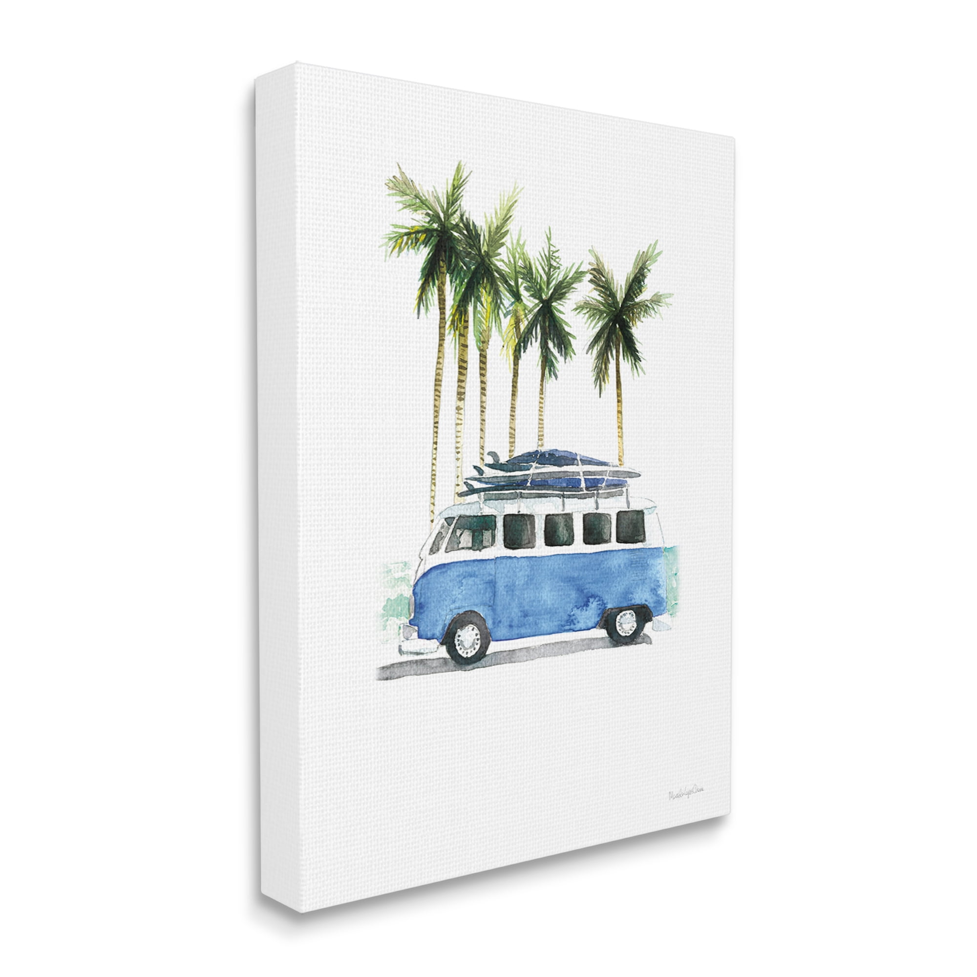 Stupell Industries Summer Minibus Vacation Transportation Painting Gallery Wrapped Canvas Print Wall Art, 24 x 30